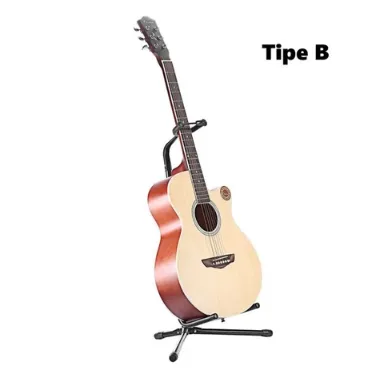 Stand Penyangga gitar Berdiri bass biola Tripod Foldable Guitar Holder stand gitar guitar bracket gantungan tempat tatakan sandaran tiang pajangan besi dudukan pegangan holder display universal lipat murah kuat kokoh portabel Lipat akustik elektrik bass