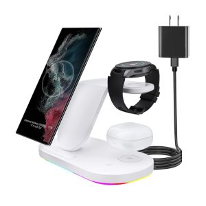 3 in 1 Wireless Charger For Samsung Devices Wireless Charging Station for Samsung Galaxy S22/S22+/S22 Ultra/S21/S20/S10/Note20/Note10 Galaxy Watch 4/3Galaxy Buds/Pro/+/Live Black