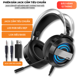 Tai nghe chụp tai GAMING chống ồn có mic đàm thoại lọc âm đèn LED đổi màu headphone chơi game trên laptop pc
