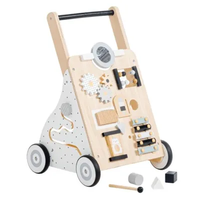 Wooden Baby Walker Push and Pull Learning Activity Walker for Boys and Girls Sit to Stand Learning Walker (mama)
