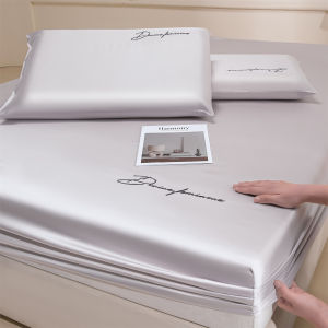 Luxury 100% Lyocell Fiber Cooling Fitted Sheet Summer Breathable Ice Silk Mattress Cover Fashion Embroidered Elastic Bed Sheets2026