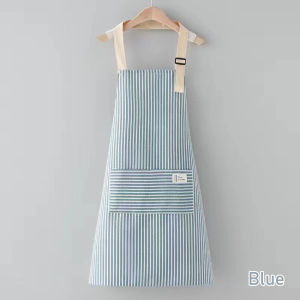 Japanese Cotton Linen Fashion Striped Apron Pocket Florist Gardening Coffee Shop Overalls Kitchen Cooking Apron Sleeveless