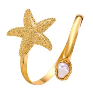 Fashionable Sea Star Pearls Cuff Bracelet Comfortable Fit Design Upper Arm Wristband Alloy Piece Present