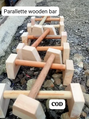 Wooden Paralettes Hand Stand Push Up Bar bayar di tempat