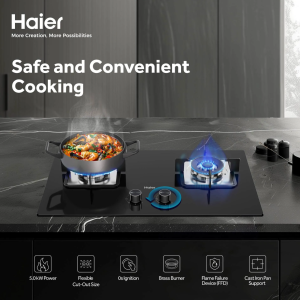 Haier 75cm 2 Burner Built-in & Desktop Flexible Gas Hob | HC-Q572SGB (Table Top Glass Hob Flexible Gas Stove Dapur Gas Cooker Gas Stove Dapur Gas Cooker Glass Hob)