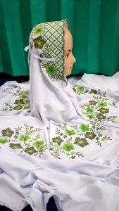 Mukena Potongan Setelan Dewasa Bahan Katun Polino Motif Bordir Bunga Rasi Bintang Cantik