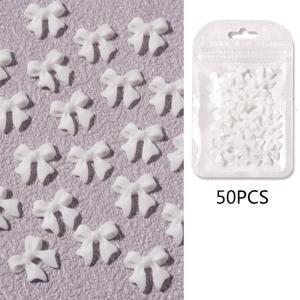 50pcs Resin Bowknots Nail Art Decorations 3D Bow Ornaments Charm DIY UV Gel Design Cute Manicure Accessories