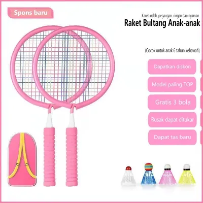Mainan Raket Bulutangkis Anak Untuk Usia 3-6-12 Tahun Untuk TK SD Ters - Standard Pink