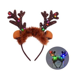 Giáng sinh gạc Headband Tuần Lộc ánh sáng lên Headband sáng tuôn ra bờm tóc cho tiệc trẻ em trang phục dễ thương trang trí Giáng sinh