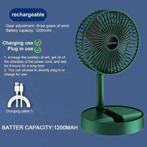Desktop fan mini multifunctional USB charging foldable fan mute adjustable three speed strong wind indoor and outdoor universal Portable fan with long battery life Circulating electric fan
