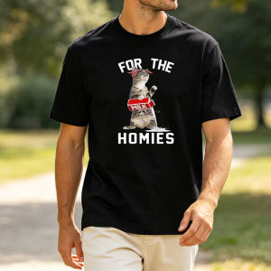 Bandana Cat Milk Box Graphic T Shirt Men For The Homies Text Minimal Hip Hop Pet Design Casual Streetwear Tops