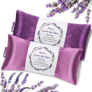 Lavender Eye Pillow for Relaxation Yoga Sleeping Weighted Eye Mask Heated for Headache Sinus Dry Eyes Relief Moist Heat Eye Compress Meditation Accessories with Aromatherapy Pack of 2