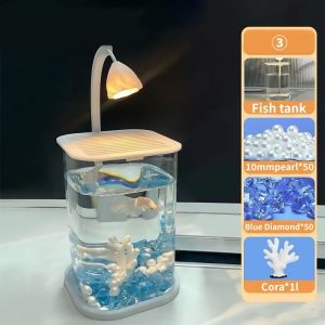 Mini Aquarium Betta Fish Tank Cylinder Building Block Fish Tank Creative Guppy Fish Tank
