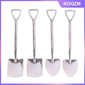 N2HAO 4Pcs set Stainless Steel Retro Shovel Ice Cream Coffee Spoon Creative Tea-spoon