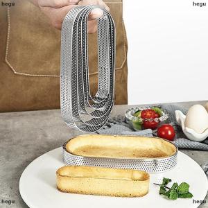 [COD] hegu Oval Muffin Tart Rings Stainless Steel Cake Mold Perforated Cake Mousse Mold Cookies Cutter Pastry Quiche Baking Mold