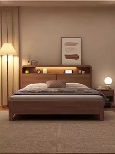 Nordic Walnut Wooden Bed Frame Storage Bed Frame Super Single Bed Frame Queen Bed Frame King Bed Frame