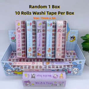 {SG Local} 10 Rolls x 15mm x 3m Per Set Washi Tape DIY Cute Material Decoration Stickers For Birthday & Festival Childrens Day Gift