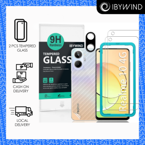 IBYWIND Screen Protector For Realme 10 4G 5G(6.4 Inches)with 2 Pcs Tempered Glass1 Pc Camera Lens Protector1 Pc Backing Carbon Fiber Film [Fingerprint ReaderEasy to install]