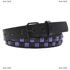 [COD] Auto Stuff เข็มขัดสไตล์พังก์ประดับหมุดสีม่วงสำหรับผู้หญิง เข็มขัดสไตล์ฮิปฮอป Y2k กางเกงยีนส์เข็มขัดหนัง PU เข็มขัดรัดเอวใช้ได้ทั้งชายและหญิง