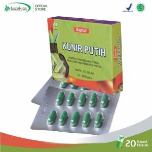 Tazakka Kunir Putih Obat Kanker Herbal Lambung Sembelit Perut Kembung 20 Kapsul Blister.