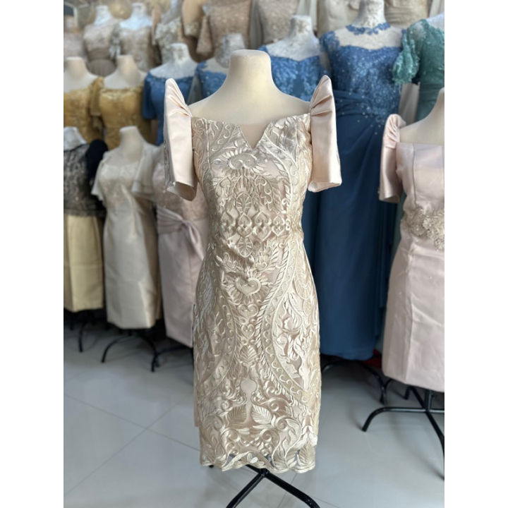 Modern Filipiniana Mestiza (Imelda) Duchess Midi Gown/ Ninang ...