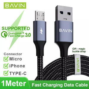 BAVIN CB201 QC3.0 Fast Charging 1 Meter / 2 Meters Cable Nylon Braided Wire Compatible for iPh / Micro / Type-C