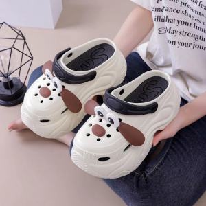 [Free Shipping] High-Heeled Perforated Shoes For Women New Autumn And Winter Versatile Indoor And Outdoor Home Plush Warm Cotton Slippers For Girls