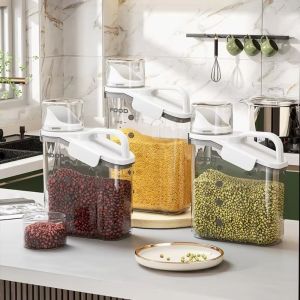 OUTOPEN Sealed Pet Food Storage Bucket Airtight Moisture-Proof Transparent Storage Jar Cereal Organizer Freeze Dried Storage Tank Dry Foods