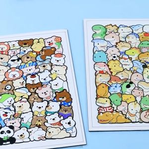 3D Wooden Children Animal Puzzle Toys Cartoon Dinosaur Cat Stacking Jigsaw Toys Decoration Painting