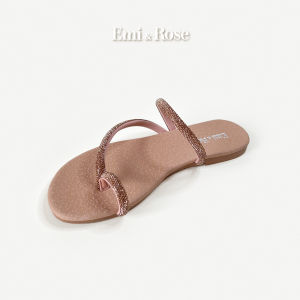 Xăng đan bệt xỏ ngón quai đính đá hồng pastel Emi & Rose - DAISY FLAT SANDALS WITH CRYSTAL Pink
