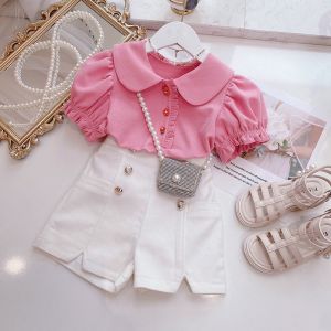 Girls Suit 2PCS Baby Girl Suit Polo Shirt Short High Waist Shorts S Clothing Baby Girl Clothing