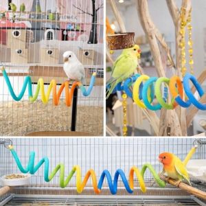 CHIC HUT Hanging / Suction Cup Birds Rotating Tunnel Non-slip Cotton String DIY Bendable Perch for Birds Stand Toy Comfortable Grip Snake Climbing Rope Cage Accessories