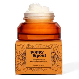 Poppy & Pout Natural Lip Scrub Moisturizing Sugar Scrub for Dry Lips Lip Scrubber Exfoliator with Essential Oils Smooths and Hydrates Lips In Recyclable Glass Jars Cruelty Free - Blood Orange Mint