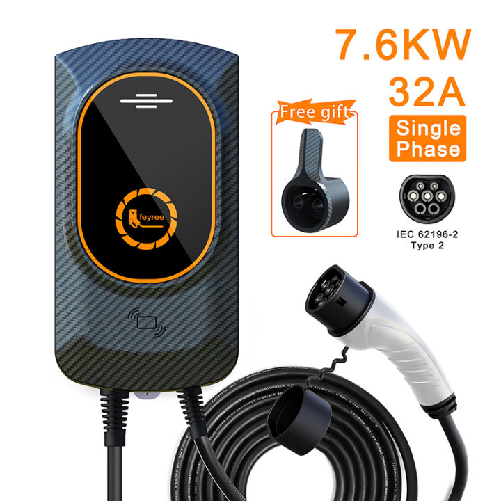 Feyree Ev Charger Type2 Cable 32a 7kw Evse Wallbox Iec62196 2 Socket 11kw 22kw 3phase Plugin And 9203