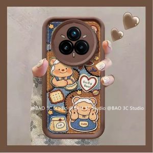 New Casing Realme 14X Realme 14 Pro + Realme C75x Plus 5G Ins Cute Cartoon Fashion Biscuit Bear Lambskin Anti-fall Phone Case with Doll and Lanyard 2025