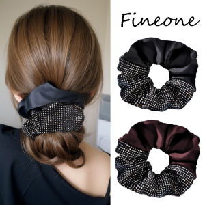 ที่คาดผมยางรัดที่รัดผมผ้าไหมพลอยเทียมสำหรับผู้หญิงแบบยืดหยุ่นติดเพชรทันสมัย