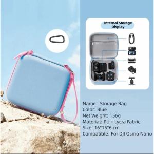 MLADEN Storage Bag with Carabiner PU Velvet Action Camera Set Accessories Bag Travel Portable Carrying Box