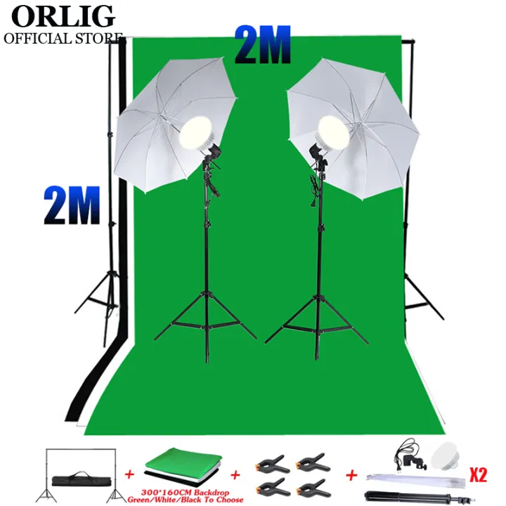 300W Umbrella Soft Reflective Photography Studio Equipment Bulb 3 Color Background Backdrop