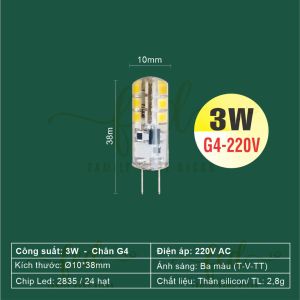 (Combo 5-10 cái) Bóng đèn LED nhỏ chân ghim G4 / G9 ánh sáng trắng vàng 3 màu độ sáng cao 3W–7W cho đèn pha lê điện áp thấp 12V 220V