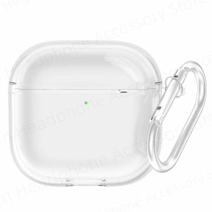 Transparent Protective Case with Carabiner for Airpods 4th Generation TPU Clear Headphone Cover for Apple AirPods 4 Earphone Accessories
