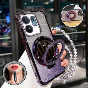 For VIVO V60 5G Casing Four Corners Shockproof Phone Case 3D Makeup Mirror Holder New Bracelet Softcase Cover For VIVOV60