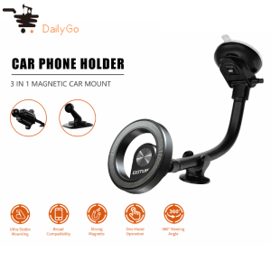 3 in 1 Magnetic Car Phone Holder Suction Cup + Air Vent + Dashboard 360 Rotation Universal Cellphone Mount