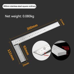90 Degrees Diamond L Shape Square Ruler Stainless Steel Ruler Turn Ruler Square Level 300mm500mm Woodworking Square Tools Aluminum alloy square Angle Ruler L