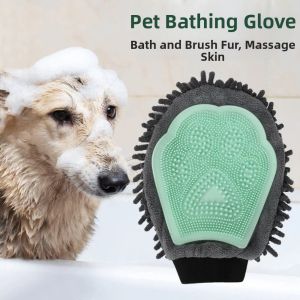 PENTU Double Sided Dog Cat Bath Massage Gloves Grooming Massage Pet Comb Pet Bath Brush Reusable Quick Water Absorption Cat Deshedding Comb for Dog Cat