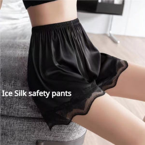Lace safety pants female anti-wardrobe malfunction summer ventilate thin loose Ice silk house shorts unrolled leggings