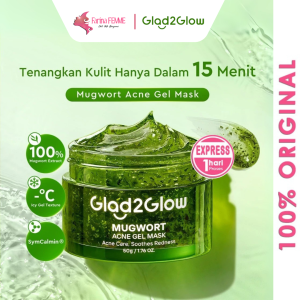FEMME || Glad2Glow Mugwort Acne Gel Mask 50g Masker Wajah Masker Komedo dan Pori Pori Wajah Masker Mask Sleeping Mask Sheetmask Clay Masker Hijau Organik