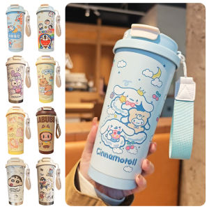 ADDO โดเรม่อน แก้วกาแฟบลู 520มล. เครยอนชินจัง ถ้วยความร้อนความร้อน แบบพกพาได้ แบบสองชั้น แก้วสูญญากาศสูญญากาศ ของขวัญสำหรับเด็ก