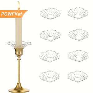 【PCWFKef】 6Pcs Glass Bobeches Cho Candlestick Chủ Sở Hữu Cho Nến Stick Người Giữ Nến Cho Bảng Trung Tâm Đám Cưới