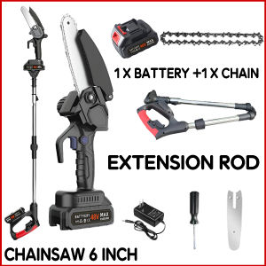 6’’/12/16" Cordless Chainsaw Power Saws with Battery Portable Saw for Wood Cutting Lagaring Pang Kahoy Original