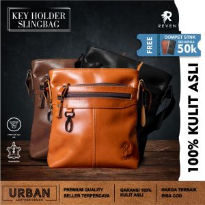 Tas Selempang Pria REVEN KEY HOLDER SLINGBAG Cowok Kulit Sapi 100% Distro Keren Import Murah Terbaru